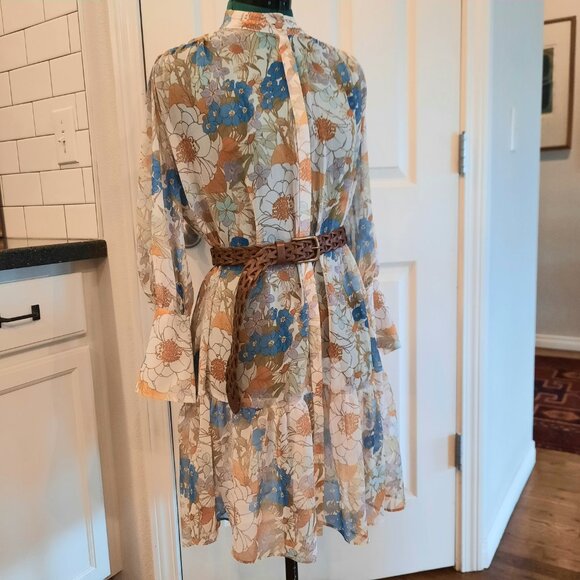 Setre Sheer Floral Dress with Bottom Ruffle, Size 4 - Picture 7 of 7